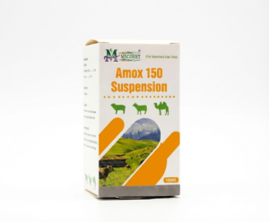 Amox 150 veterinary antibiotic suspension packaging box