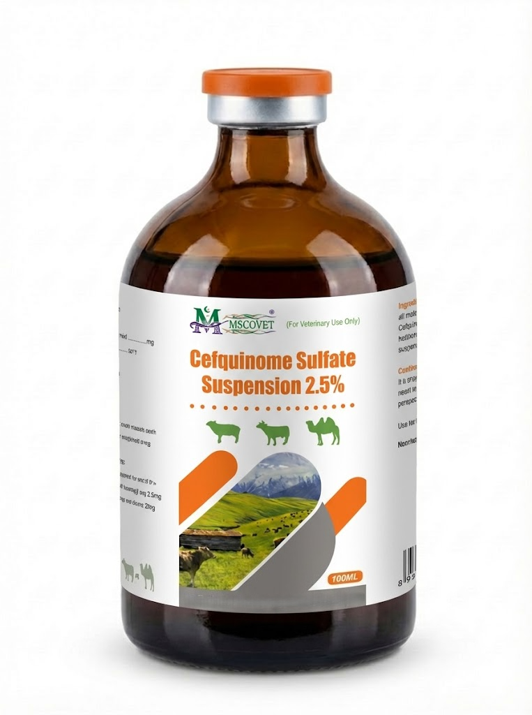 100ml Cefquinome Sulfate Suspension 2.5 percent veterinary injection bottle