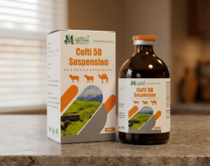 Ceti 50 Suspension veterinary injection bottle and packaging for cattle and swine farms