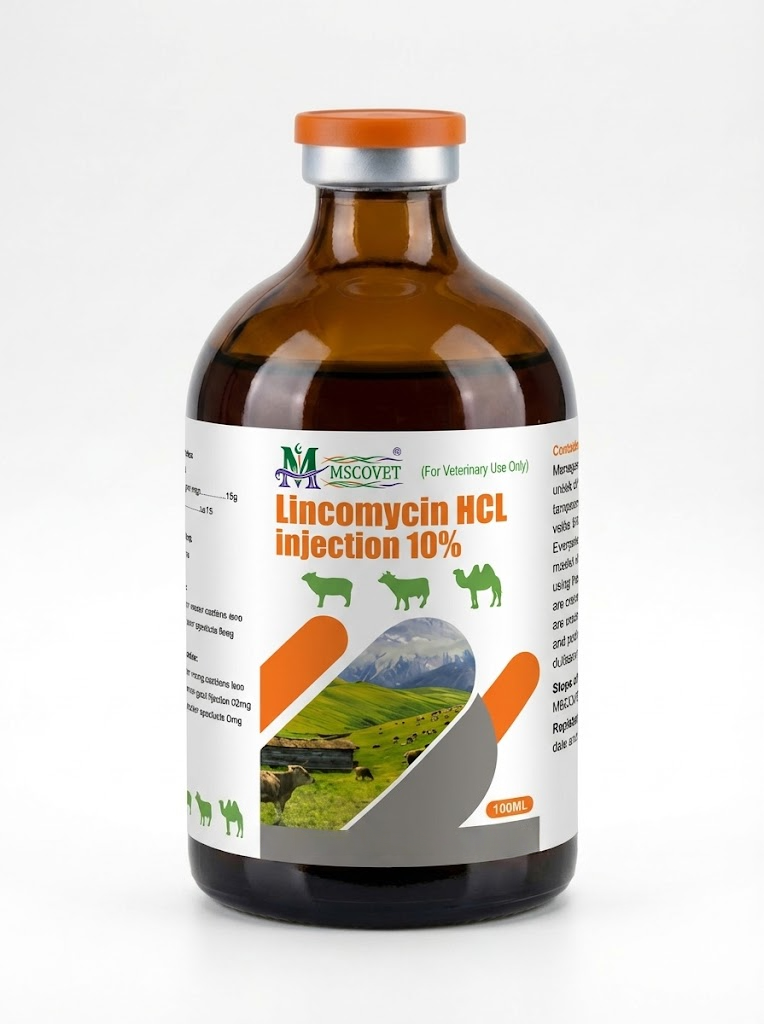 100ml Lincomycin HCL Injection 10% veterinary antibiotic bottle for livestock infection treatment