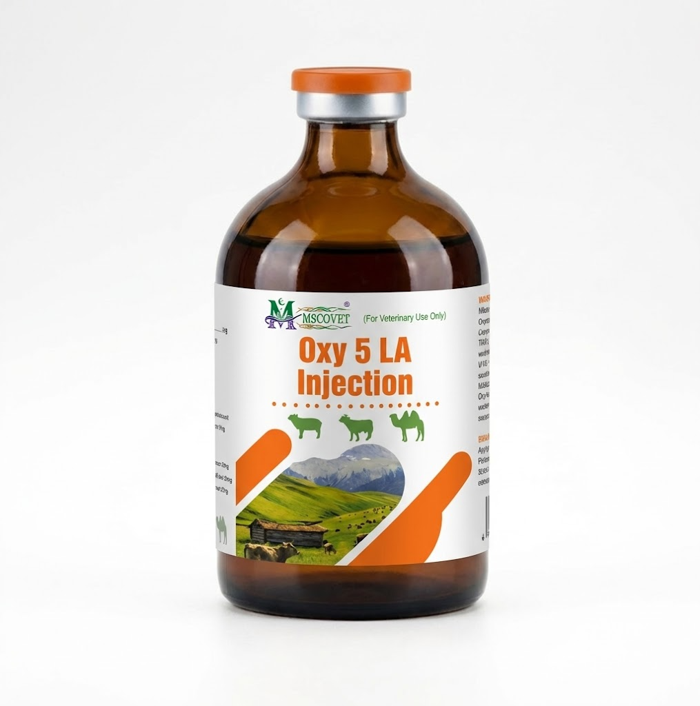 100ml Oxy 5 LA Injection veterinary oxytetracycline bottle for livestock bacterial infection treatment