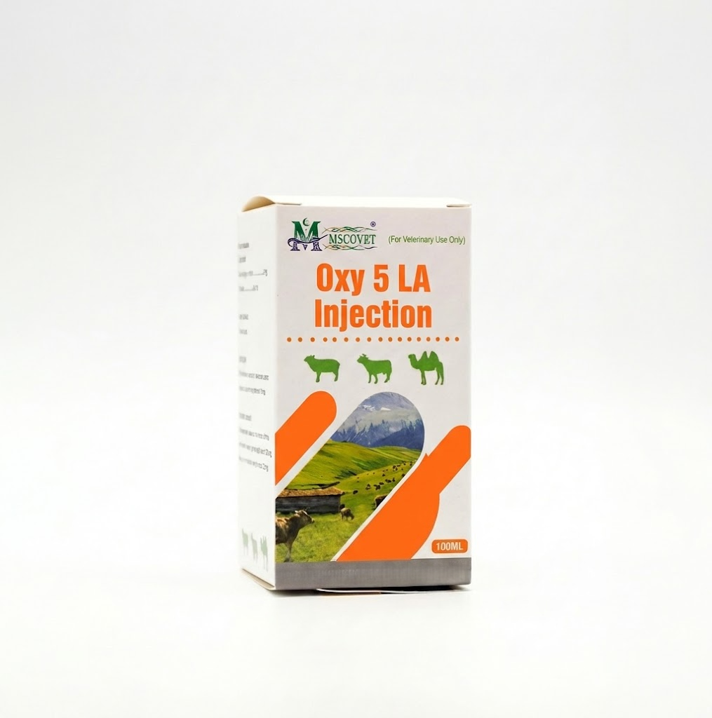 Oxy 5 LA Injection veterinary pharmaceutical packaging box