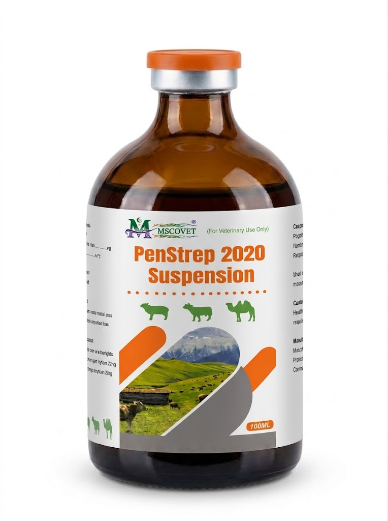 PenStrep 2020 Suspension veterinary antibiotic injection bottle for livestock bacterial infection treatment