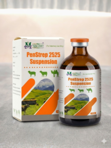 PenStrep 2525 Suspension veterinary bottle with pharmaceutical packaging box