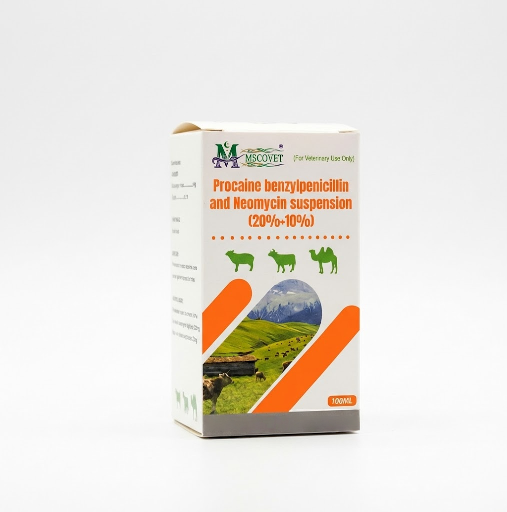Procaine benzylpenicillin and Neomycin suspension veterinary pharmaceutical packaging box