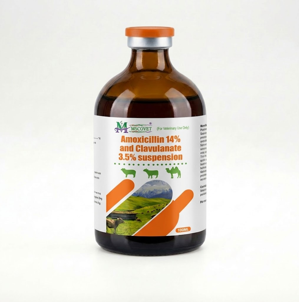 100ml amoxicillin and clavulanate veterinary suspension injection bottle